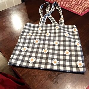 Floral Checkered Small Tote Bag